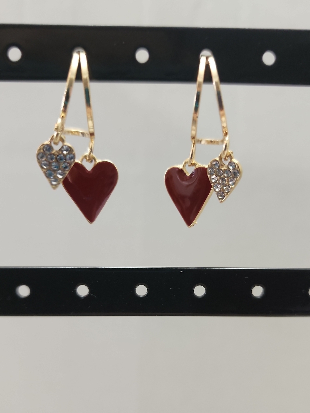 Elegant Red Heart Pendant Earrings Unique Minimalist Design For Women, Suitable